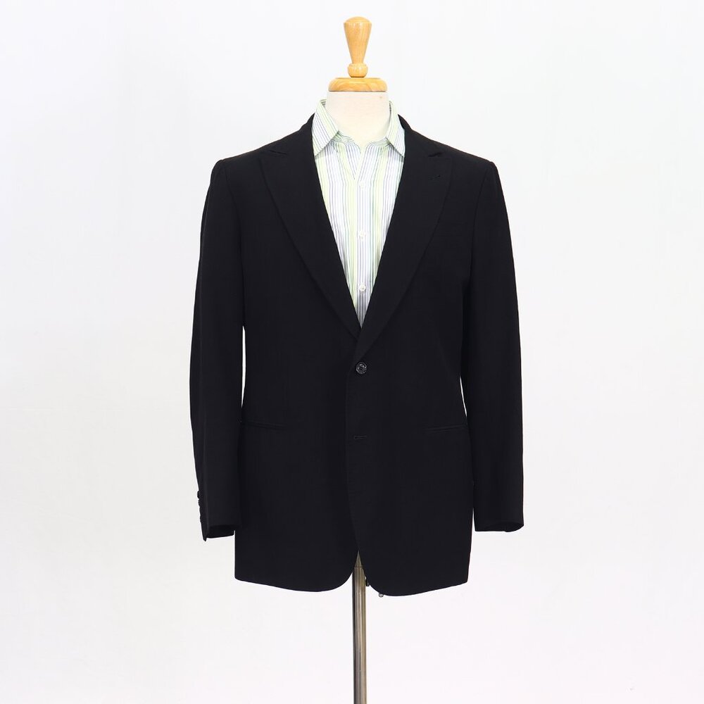 Armani Collezioni 44L Black Blazer Sport Coat Jacket 2-Button Solid Y790